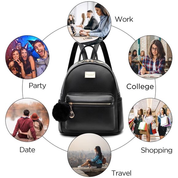 5902 Girls Fashion Backpack Purse Leather Mini Backpack Purse Satchel